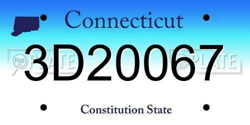 3D20067 Connecticut License Plate