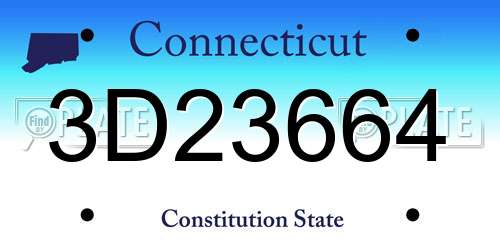3D23664 Connecticut License Plate