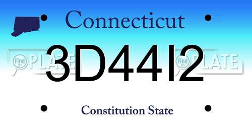 3D44I2 Connecticut License Plate