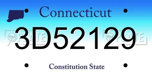 3D52129 Connecticut License Plate