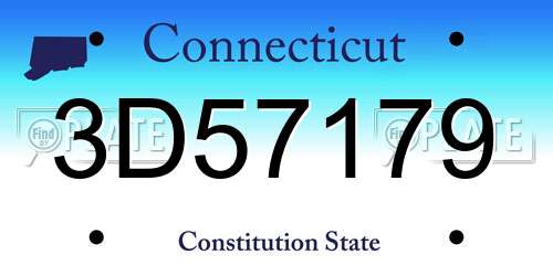 3D57179 Connecticut License Plate
