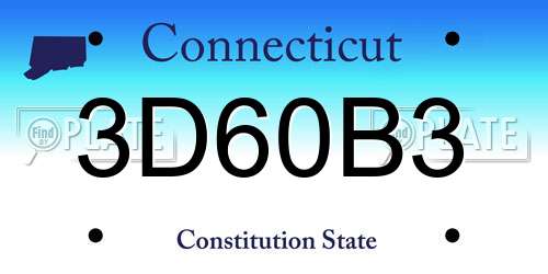 3D60B3 Connecticut License Plate