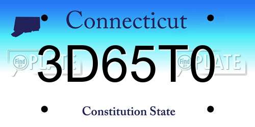 3D65T0 Connecticut License Plate