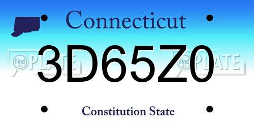 3D65Z0 Connecticut License Plate