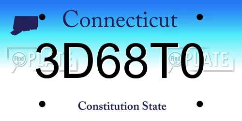 3D68T0 Connecticut License Plate