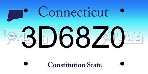 3D68Z0 Connecticut License Plate