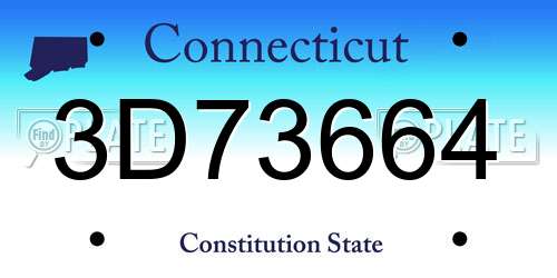 3D73664 Connecticut License Plate