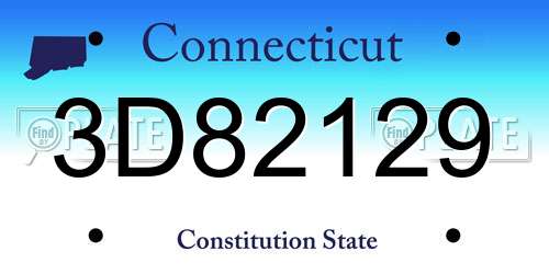 3D82129 Connecticut License Plate