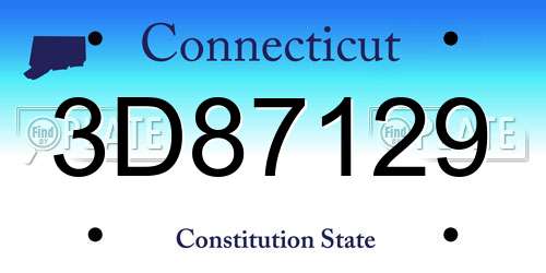 3D87129 Connecticut License Plate