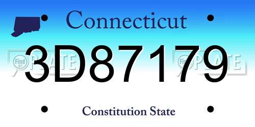 3D87179 Connecticut License Plate