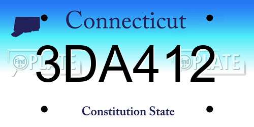 3DA412 Connecticut License Plate