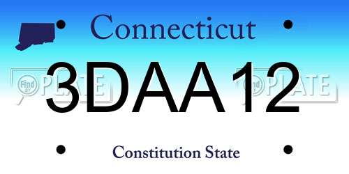 3DAA12 Connecticut License Plate