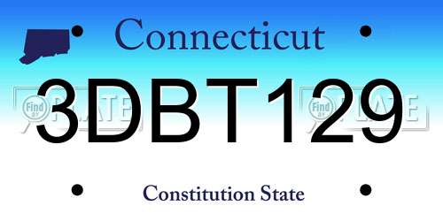3DBT129 Connecticut License Plate