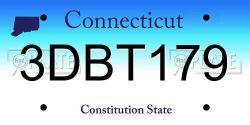 3DBT179 Connecticut License Plate