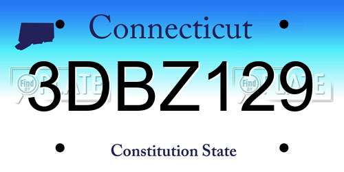 3DBZ129 Connecticut License Plate