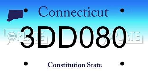 3DD080 Connecticut License Plate