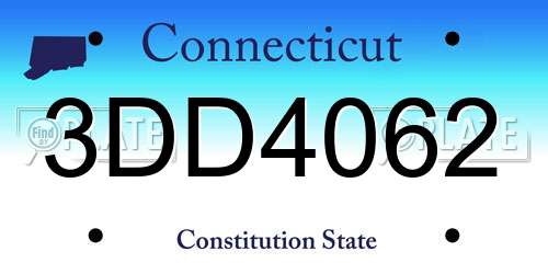 3DD4062 Connecticut License Plate