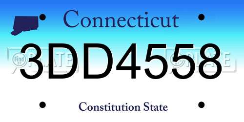 3DD4558 Connecticut License Plate