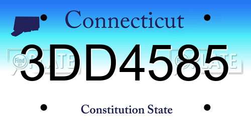 3DD4585 Connecticut License Plate