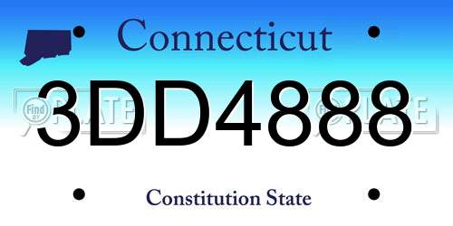 3DD4888 Connecticut License Plate