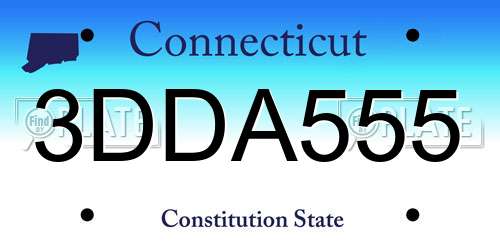3DDA555 Connecticut License Plate