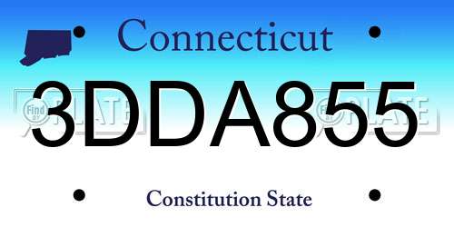 3DDA855 Connecticut License Plate