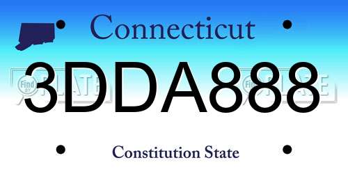 3DDA888 Connecticut License Plate