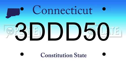 3DDD50 Connecticut License Plate