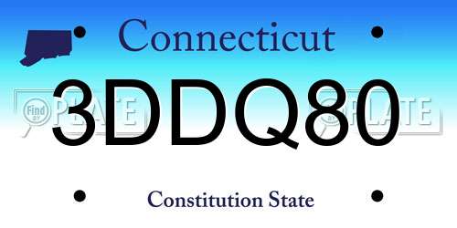 3DDQ80 Connecticut License Plate
