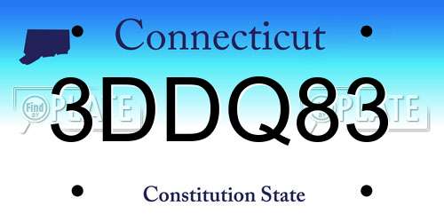 3DDQ83 Connecticut License Plate