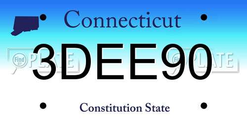 3DEE90 Connecticut License Plate