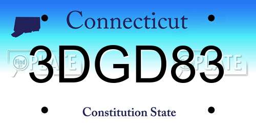3DGD83 Connecticut License Plate