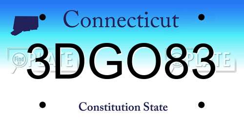 3DGO83 Connecticut License Plate