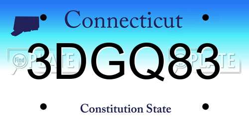 3DGQ83 Connecticut License Plate