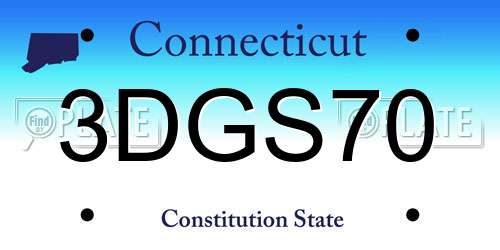 3DGS70 Connecticut License Plate