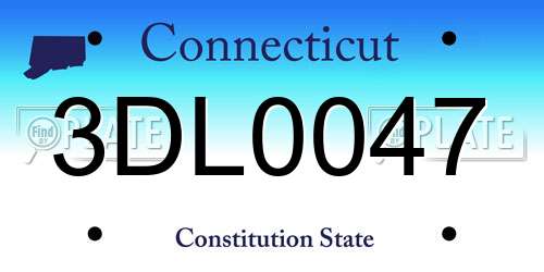 3DL0047 Connecticut License Plate