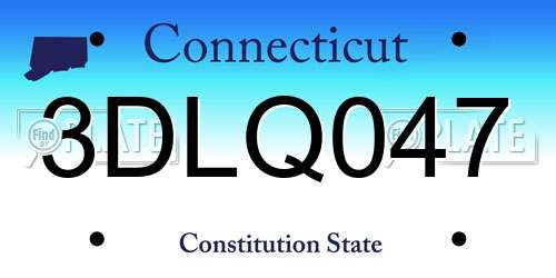 3DLQ047 Connecticut License Plate