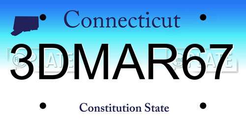 3DMAR67 Connecticut License Plate