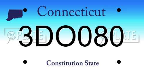 3DO080 Connecticut License Plate