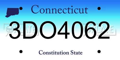 3DO4062 Connecticut License Plate