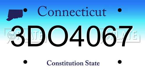 3DO4067 Connecticut License Plate
