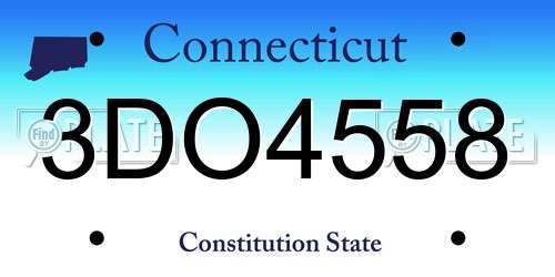 3DO4558 Connecticut License Plate