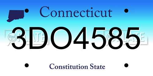 3DO4585 Connecticut License Plate