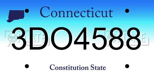 3DO4588 Connecticut License Plate