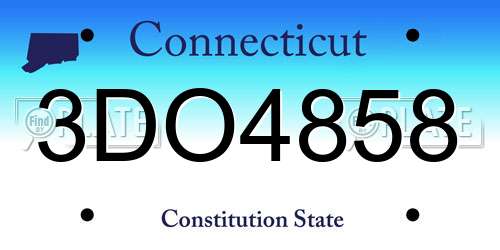 3DO4858 Connecticut License Plate