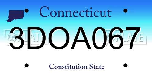 3DOA067 Connecticut License Plate