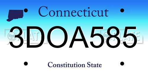 3DOA585 Connecticut License Plate