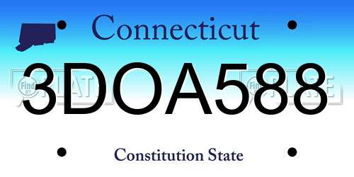 3DOA588 Connecticut License Plate