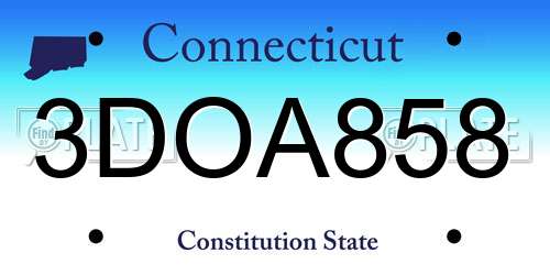 3DOA858 Connecticut License Plate