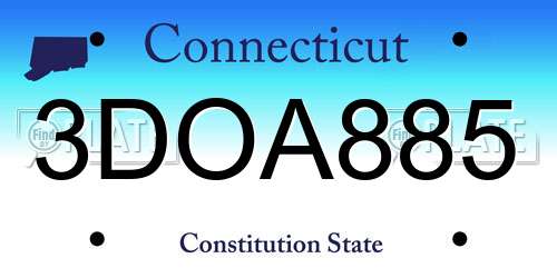 3DOA885 Connecticut License Plate